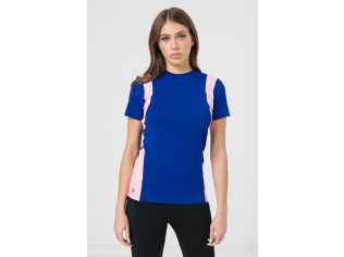 Tricou cu model colorblock si decupaje Albastru