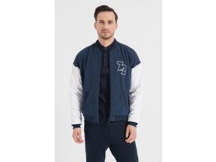  Jacheta Bomber cu maneci raglan, Alb, Albastru marin