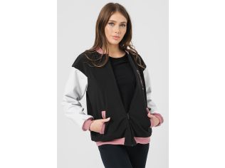 Jacheta Bomber cu maneci raglan, Alb, Roz, Negru